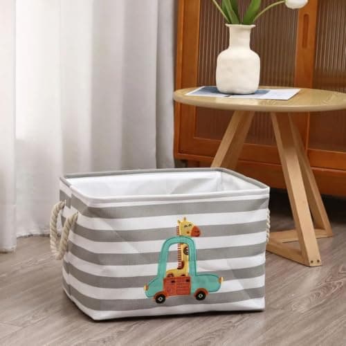 Generic Rectangular laundry and storage basket, Material: Heavy linen with a lining. Foldable and easy to store., High-quality imported product .db