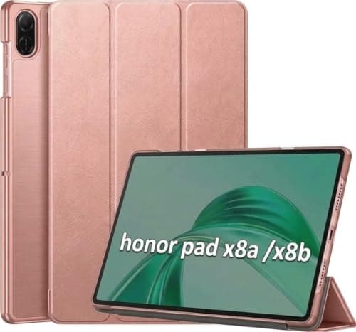 JALWO Case for Honor Pad X8a /X8b 11-inch 2024 2026 Tablet,Rose Gold | Ultra Thin, Hard Back, Built-In Stand, Shockproof Protective, Folio Cover Portable electronic device cover