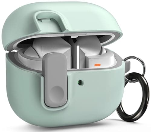 VRS Design Modern Lock compatible with Samsung Galaxy Buds3 case and Galaxy Buds 3 Pro case cover (2024) Secure Lock Protection with Carabiner - Marine Green