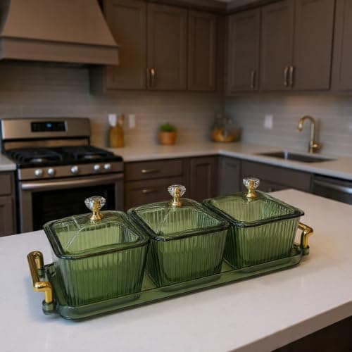 Generic Olive Green Acrylic Snack Set with Tray, 3-Piece, .mk