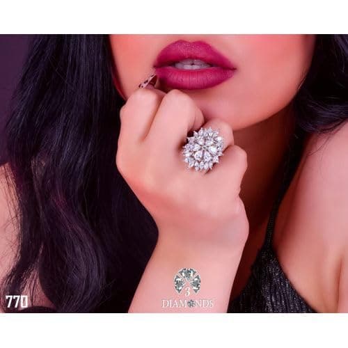 3 Diamonds 292474661779183 Platinum Plated Ring for Women with Zircon Stone - Silver