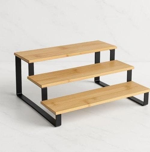 Generic 3-Tier Spice Rack Wood and Black Metal, 30 cm .ex Storage rack