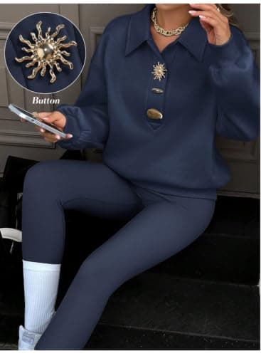 Women's Casual Loose Fit Long Sleeve Sweatshirt With Metal Sun Decoration, Suitable For Autumn/Winter