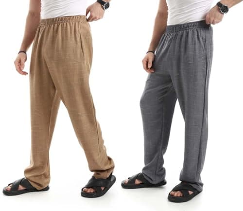 Red Circle Mens Bundle of 2 Comfy Linen Relexed Fit Pants Bundle of 2 Comfy Linen Relexed Fit Pants