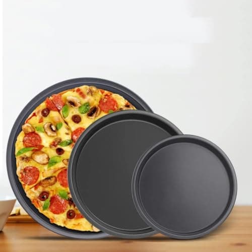 3-Piece Non-Stick Carbon Steel Pizza Pan Set 27 29 31cm Baking Trays