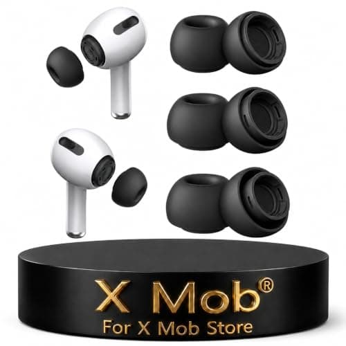 X Mob Ear Tips for AirPods Pro and AirPods Pro 2 Eartips Silicone Replacement Ear Tips for AirPods Pro Charging Case, Mini Ear Tips for AirPods Pro 2 Eartips Anti-Slip, Pain Reduction (S/M/L Black) Consumer electronics