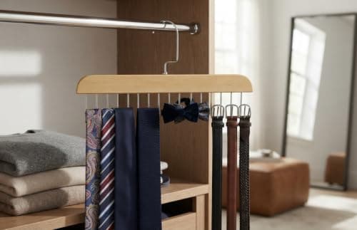 Versatile Wooden Multi Purpose Wall Hanger with 8 Movable Stainless Steel Hooks Space Saving Organizing Rack Easy Adhesive Installation for Home Storage