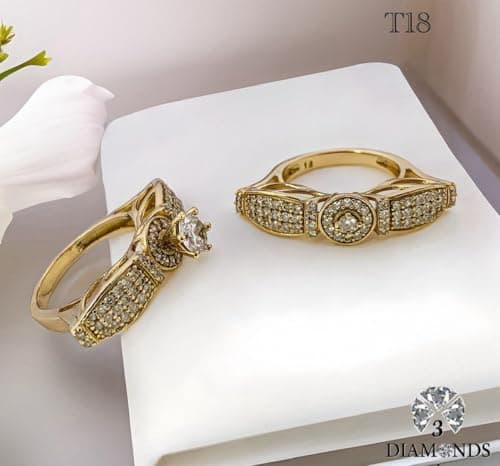 3 Diamonds 292474661778853 Twins Ring for Women Gold Plated