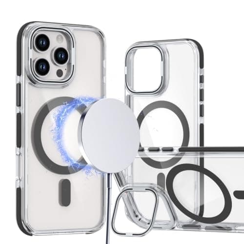 Case Transparent Back With Colorful Frame Strong Magnetic Circle [Compatible with Magsafe For iPhone 13 Pro Max (6.3") ] Slim Shockproof Cover Case (Black) Cellular phone case