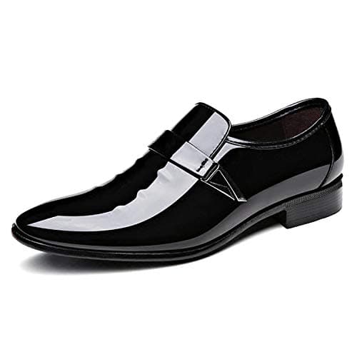 ZZHAP Men's Pointed-Toe Tuxedo Dress Shoes Casual Slip-on Loafer
