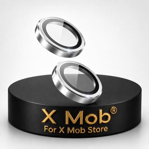 X Mob Camera Lens Protector Rings Compatible with Phone 9H Tempered Glass Camera Lens Protector Ultra-Thin Aluminum Alloy Lens Screen Protector Compatible with (Silver, IPhone 11)
