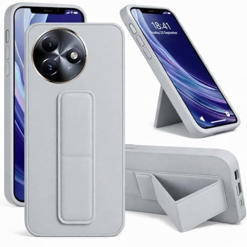 Back Cover Stand Case FOR ITEL S24 Magnetic Car Holder Soft Silicone Horizontal & Vertical Kickstand Cover Wrist Strap Full protection Anti Fingerprint Case (Gray) Cellular phone case