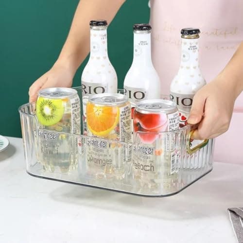 Generic 2-Piece Acrylic Organizer with Handle, Versatile use: Vanity,Bathroom,Living room,Kitchen organizer,2-piece set (same size),Dimensions: 25 x 18 cm,Height: 16 cm,Multicolor, .mk