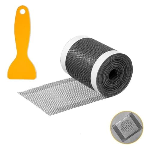XUEHOU Hair Strainer Drain Strainer Hair Catcher for Shower Self-Adhesive Shower Drain Mesh Sticker with 1 Plastic Spatula Reusable 70 mm x 5 m Sink Strainer for Kitchen, Sink