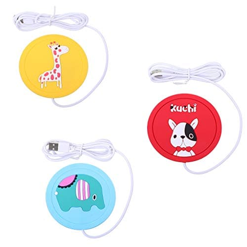 Fresh ZERIRA 3 Pcs Mug Warmer Mat，Cartoon Silicone usb beverage warmers pad Portable Coffee Tea Beverage Heater Coaster Tray Pad Warmer for Home, Office Food or beverage warmer