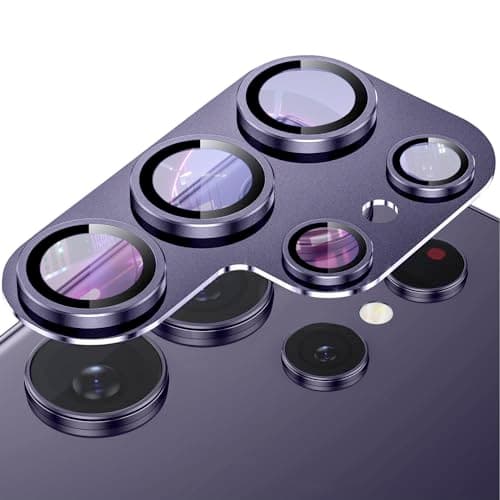 ZoRoll Screen Protector Camera Lens Compatible with Samsung Galaxy S24 Ultra, Aluminium Alloy Tempered Glass HD 9H Hardness Camera Screen Protector for Samsung Galaxy S24 Ultra – Purple
