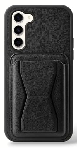 Case with Card Holder & Kickstand – Luxury PU Leather Shockproof Cover, Slim Anti-Scratch Protective Phone Case for Galaxy A55 (Black, Galaxy A55) Cellular phone case