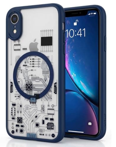 Compatible with iPhone XR Electronic Transparent Hard Case Shockproof Durable Material Gives Your Phone Strong Protection and Premium Look (Navy) Portable electronic device cover