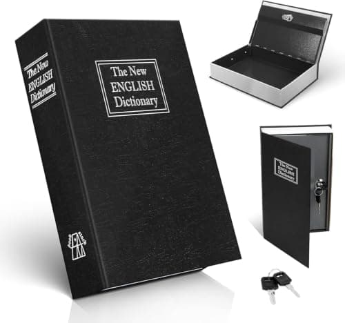 [Bedaya] Metal Safe Box with Lock and 2 Keys Book Design Safe Box with Lock English Dictionary Design Safe for Money Jewelry Passport Multicolor