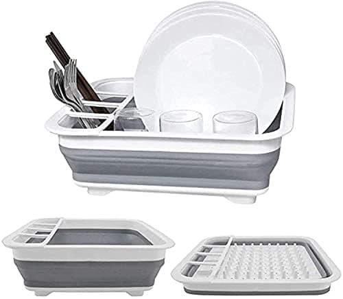 D L D Premium Collapsible Dish Drainer - Durable Folding Dish Draining Board - Space Saver for Travel, Small Kitchens, Caravans, Houseboats, Camping, Tents - Hygienic & Practical Dish Rack Drainer Drying rack