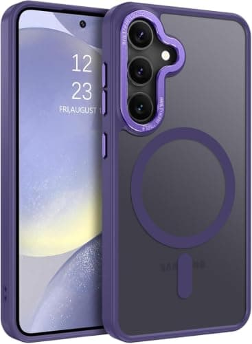 Case Cover Translucent Matte Slim Shockproof Magnetic Phone Case (Compatible with Samsung S25 Plus) Women Men Girl Boy Protective Cover (Purple) Cellular phone case