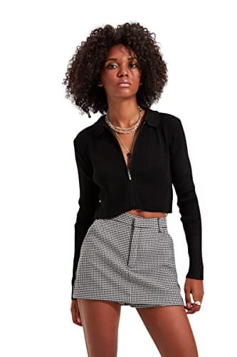 TRENDYOL Women Crop Zippered Knitwear Cardigan TWOAW21HI0154 Sweater