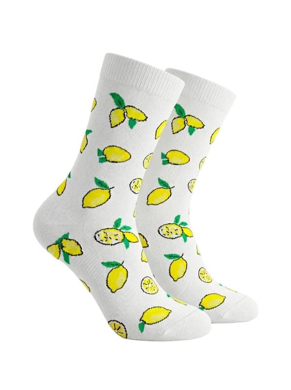 Soul of Socks Lemon Graphic Socks Fresh Casual Style - Yellow & White