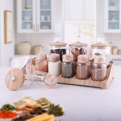 Generic 10-Piece Acrylic Spice Set, With a plastic and acrylic base, .flo Food storage container