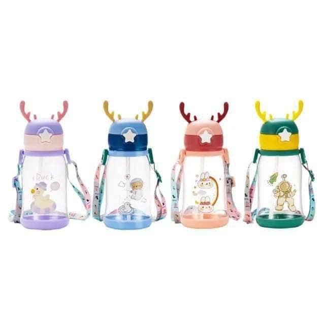 Zamzmah Deer with Straw - 600ml | Water Bottle with Lanyard for Everyday Use with Attractive Design