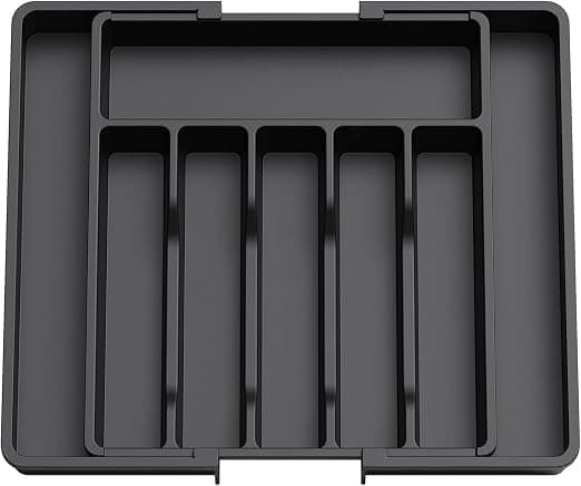Expandable Kitchen Utensil Spoon Drawer Organizer – Practical Drawer Divider Black Cutlery Organizer C Caddy