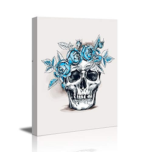 Canvas wallart Framed Wall Art Banksy Art Wall Art for Bedroom Artwork Colorful Figure Street Graffiti Wall Decor Pics for Living Room Decor Ready to Hang (12inchx16inch, Abstract Skull)