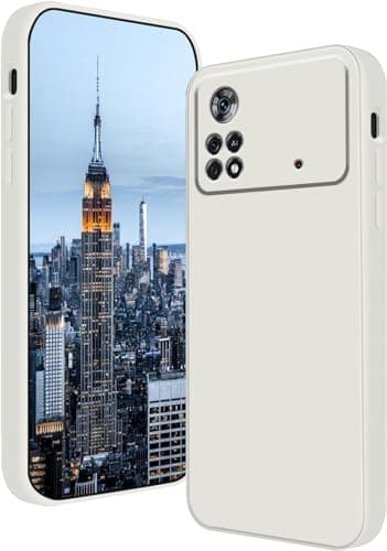 Generic Silicone Case for Poco X4 Pro 5G , Padded Inside, Full Camera Protection - White Cellular phone case