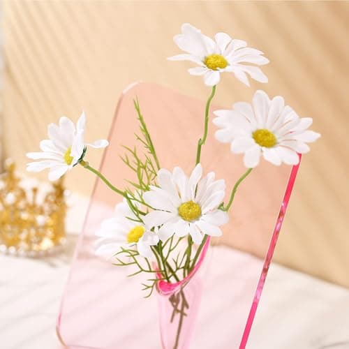 Modern Clear Acrylic Flower Vase with Decorative Stand, Sleek Minimalist Floral Centerpiece for Home Decor, Office Desks and Indoor Living Spaces