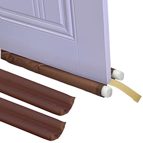 Macl 2pcs Twin Door Bottom Sealing Strip, Door Draft Stopper Weather Stripping Guard Seal Door Seam Soundproof Blocker Gap Filler, Windproof, Warm, Dustproof Seal Strip under Door Noise Stopper (2 Br)