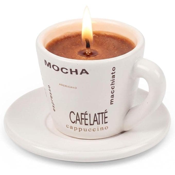 Coffee Scented Candle in Premium Porcelain Cup with Holder, Elegant Design Home Decor Candle, Reusable Cup After Candle