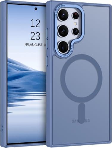Case Cover Translucent Matte Slim Shockproof Magnetic Phone Case (Compatible with Samsung S24 Ultra) Women Men Girl Boy Protective Cover (Siera Blue) Cellular phone case