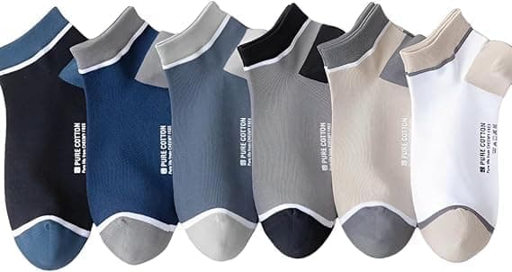 Pakj 6 Pairs Socks (Ankle), Multicolor, Comfortable Cotton Blend Sport Socks, Size Fits (41-45)