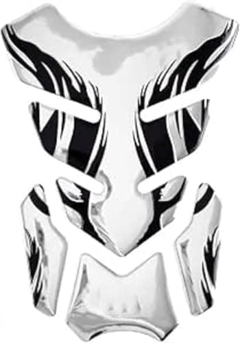 AGA Motorcycle Fuel Tank Protector Sticker 3D Racing Style Scratch Resistant 4 Pieces - Silver*Black Sticker decal
