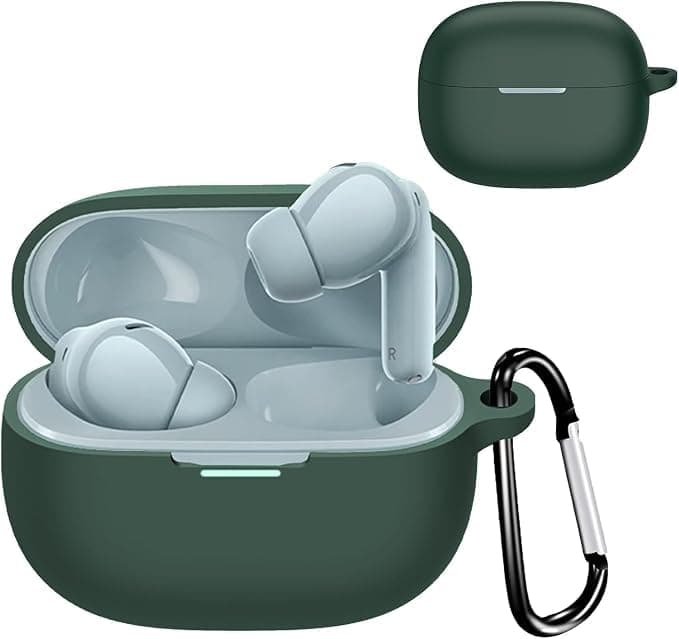 Compatible with Case Soft Silicone Full (Compatible with Buds 5 Pro) Protective Case Cover with Keychain, Generation for Women Men (Green)