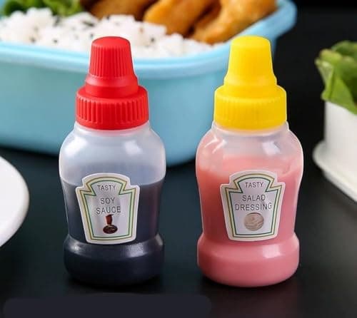 25ml Mini Ketchup Bottles - Squeeze Condiment Bottles for Portable Sauce Storage in Lunch Boxes Picnic Party (2 Pack)