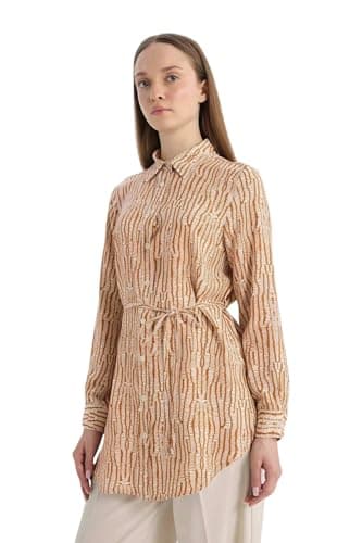 DeFacto Womens Regular Fit Shirt Neck CNS Woven Top Long Sleeve Tunic E1758AX Long Sleeve Tunic (pack of 1)