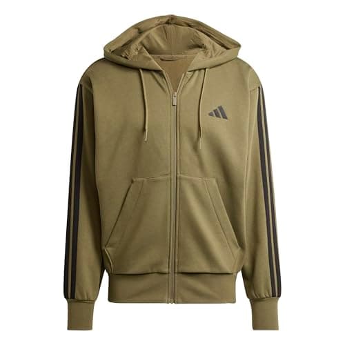 adidas Men's Essential Three Stripes Fleece Zipper Hoodie Hooded Sweatshirt (pack of 1)