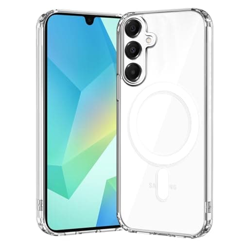 gueche Case for Samsung Galaxy A17, Compatible with MagSafe, Military Standard Protection, [Anti-Yellowing] Shockproof Magnetic Mobile Phone Case Samsung Galaxy A17 Case - Transparent Cellular phone case