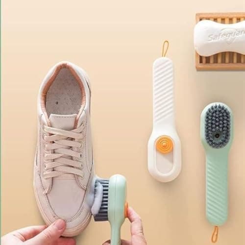 Magic Shoe and Clothes Cleaning Brush with Built-in Liquid Dispenser - Hand Wash Brush with Soft Bristles for Cleaning Tough Stains with One Click - Perfect for Sneakers and Collars.Multi Color