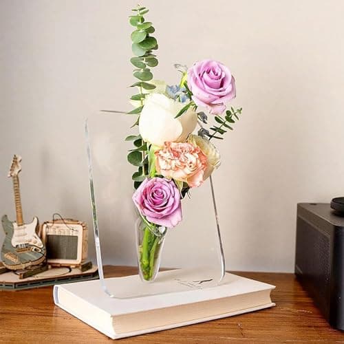 Clear Acrylic Flower Vase with Sleek Stand for Home and Office Decor