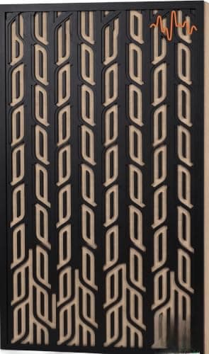 ACOUSTIC MOTION Acoustic Panels 5.5cm Thick120X60 cm Fiberglass+Wood Sound Proof-Bass Trap,Sound Absorbing,Diffusion decorative Panels Decore design for Studios,Home Theater Ceiling,Wall,Black