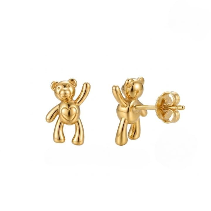 Gold Stainless Steel Bear Earrings Stylish Earrings Suitable for Daily and Occasions, Light and Practical, Easy to Match Different Outfits, Give You a Feminine Touch Elegant and Distinctive.