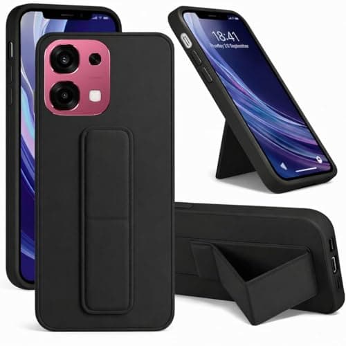Back Cover Stand Case FOR OPPO A6 PRO Magnetic Car Holder Soft Silicone Horizontal & Vertical Kickstand Cover Wrist Strap Full protection Anti Fingerprint Case (Black) Cellular phone case