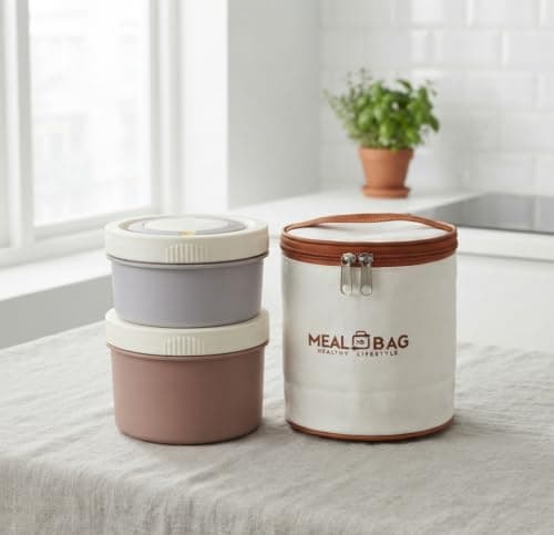 Thermal Lunch Box 2-Piece Set with Insulated Storage Bag 420ml and 550ml Capacity Portable Food Containers for Office Work and Travel Use