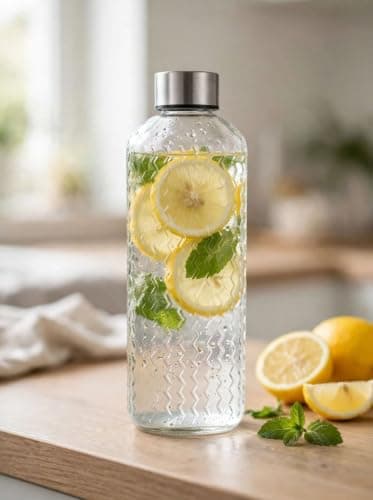 Generic Pure glass water bottle – 1 liter. It will last you all day at work or the gym. Features a leak-proof stainless steel lid and is easy to clean, .ho